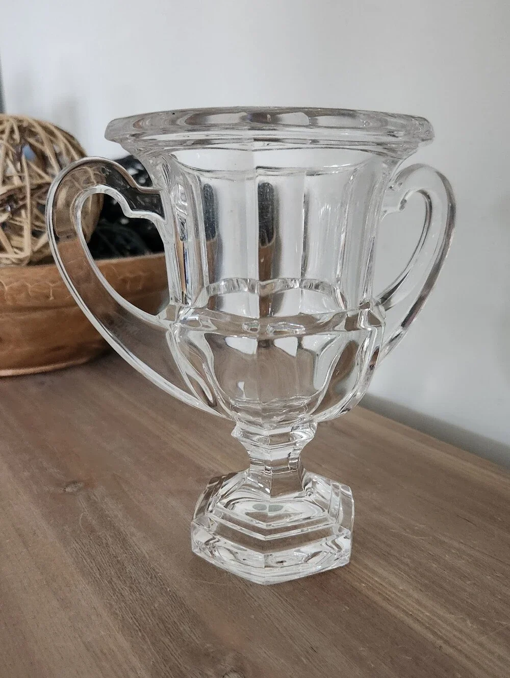 Tiffany & Co Crystal Loving Cup Trophy Vase Double Heart Handles 7” Decor Home
